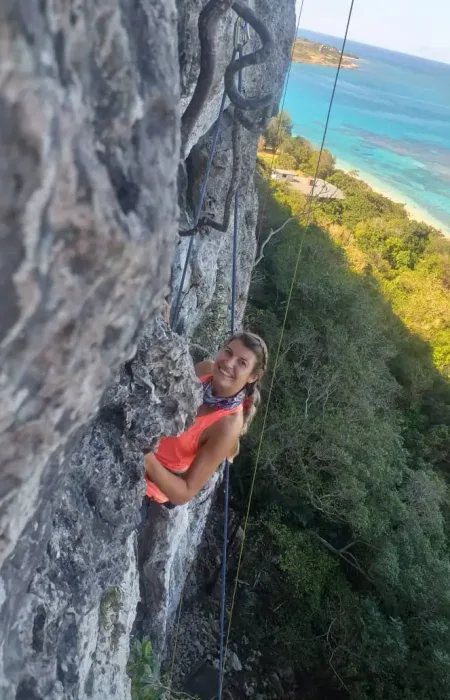 Einfache Anfänger Kletterroute in Playa Jibacoa, Kuba